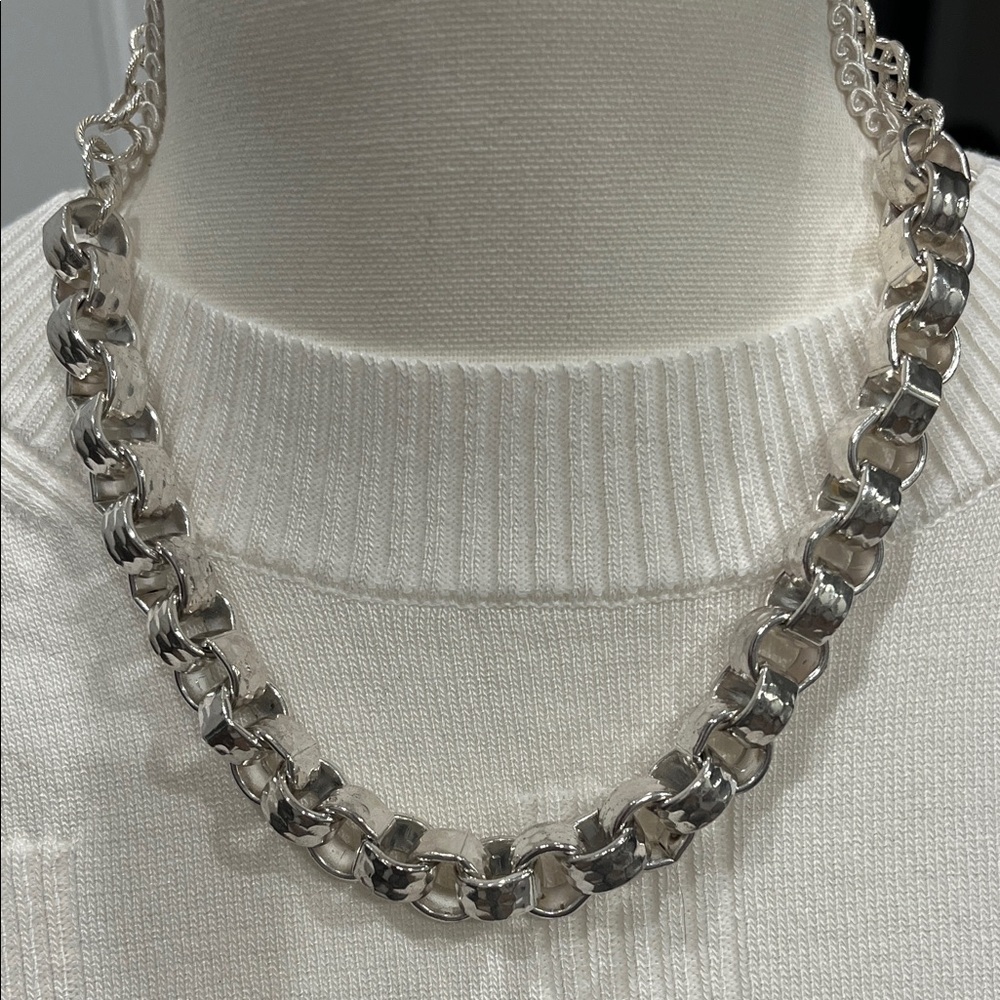 Vintage Silver Tone Chunky Link Chain Necklace